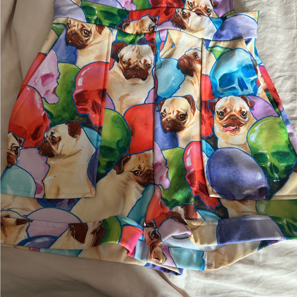 Blackmilk Lora Zombie Pugs and Skulls Short Overalls - Picture 3 of 5